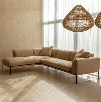 Linen Fabric Sofa Combination Living Room Small Apartment Nordic Minimalist Japanese Minimalist Corner Solid Wood Sofa