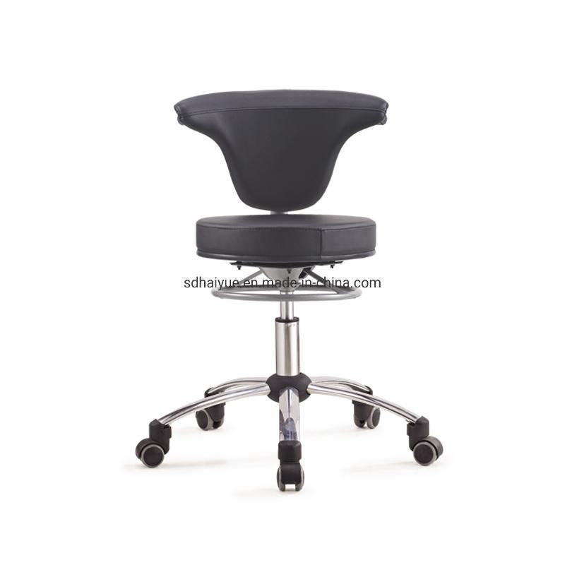 Black PU Leather Adjustable Bar Stool Chair with Backrest