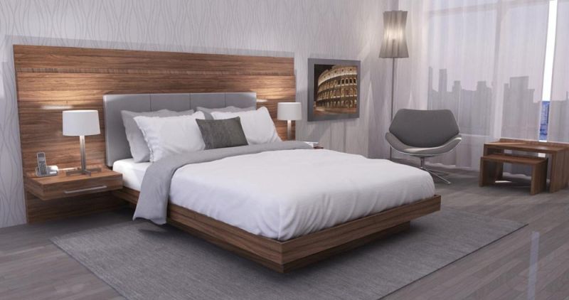 Contract Modern Commercial Guest Room Wood Upholstered Hotel Bedroom Furniture