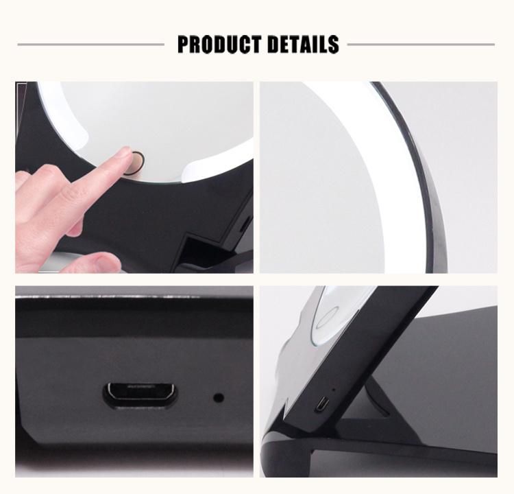 Slim Design Foldable High Definition LED Portable Makeup Mirror with Touch Sensor 10X Magnifying Mirror