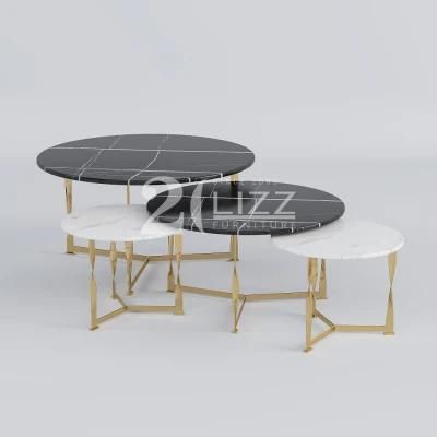 Nordic Modern Stylish Home Furniture Combination Table with Gold/Silver Stainless Steel Legs