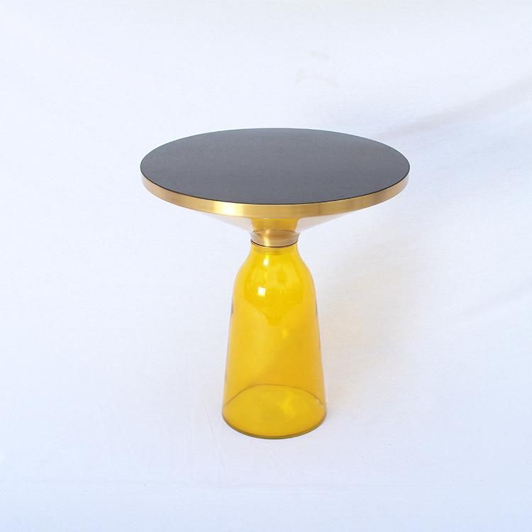 Office Furniture Yellow Glass Countertop Coffee Table