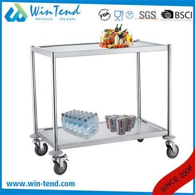 Hot Sale 2 Tiers Round Tube Easy Moving Quiet Hospital and Medical Trolley with Wheels