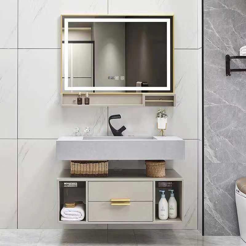 2020 Latest Italy Modern Wall Mounted Wood Hotel Bathroom Furniture