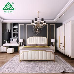 Luxury Simple Villa Home Furniture Bedroom Room Leather King Bed Wholesale