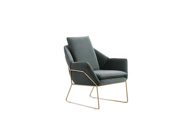 Modern Stainless Steel Brass Gold Fabric Leisure Chair