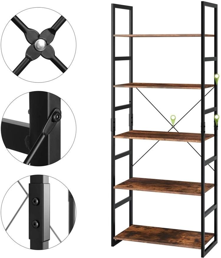 Modern Design MDF Wooden Metal Bookshelf