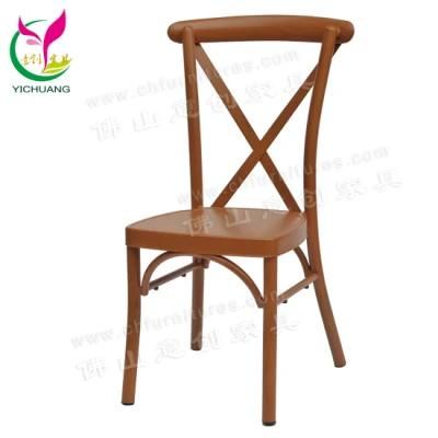 Yc-A68-09 Classic French Stylish Aluminum Dining Brown Cross Back Chair