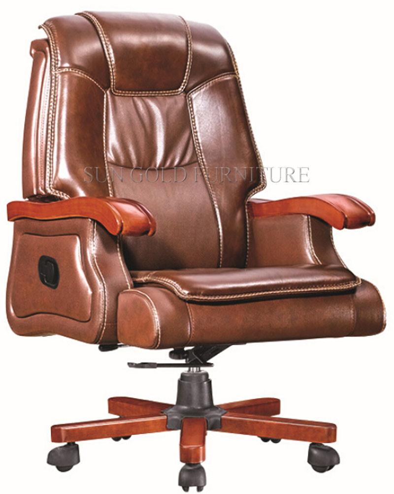 Wooden Office Luxury Real Genuine Leather King CEO Boss Chair