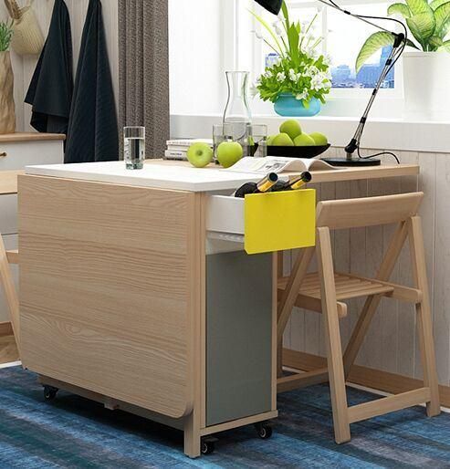 Unique Design Solid Wood Folding Table Space Saving Furniture