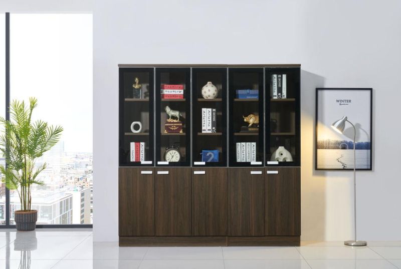 Long Term Hot Sale Modern Design MDF Wooden 5 Doors Office File Cabinet Bookshelf