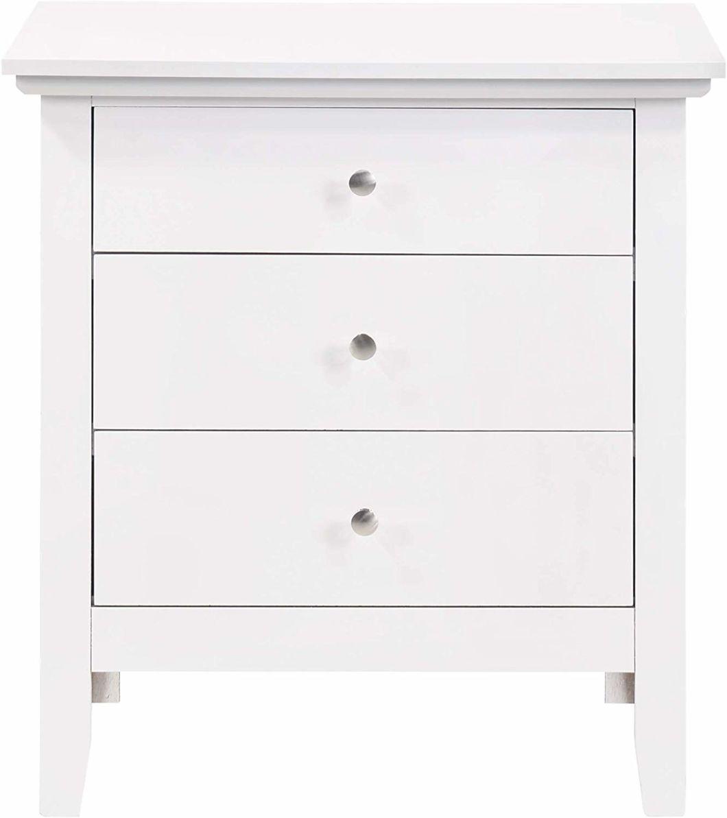 26" H White Nightstand Bedroom Furniture with 3 Drawers