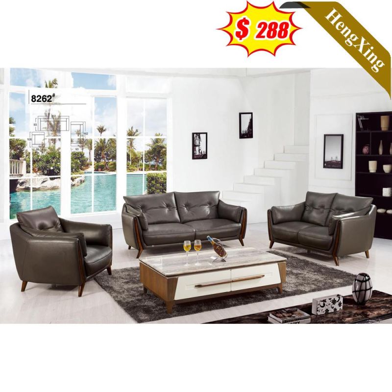 Luxury Design Home Furniture Living Room Sofas PU Leather Wooden Frame Legs 1/2/3 Seat Sofa