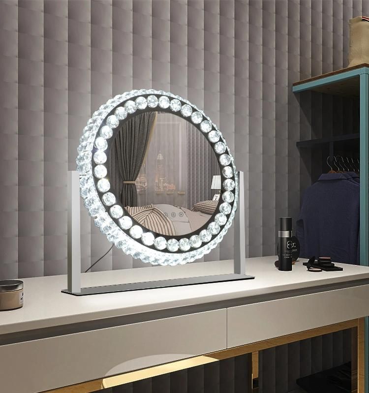 New Fashion Round Shape Desktop Crystal Makeup Mirror