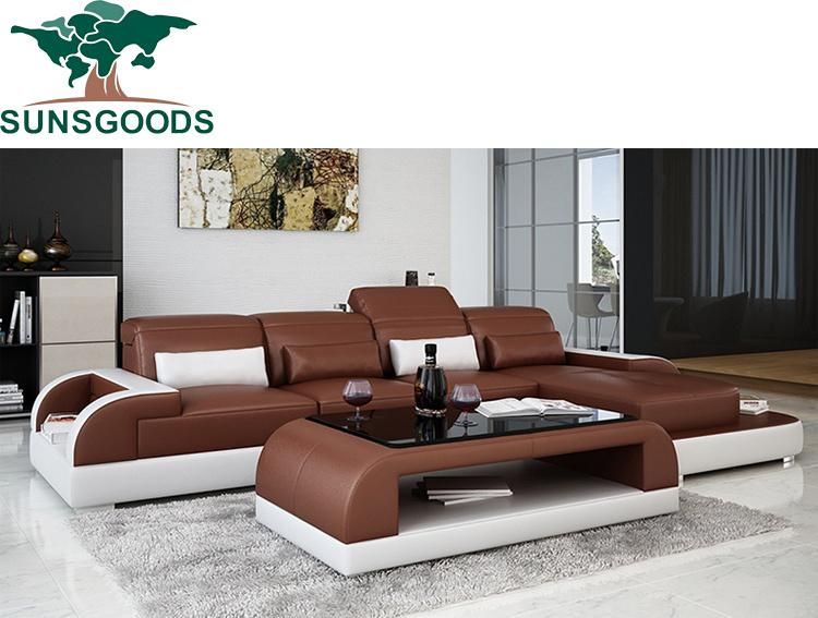 Italy Modern U Shape Leisure Living Room Leather Sofa Set