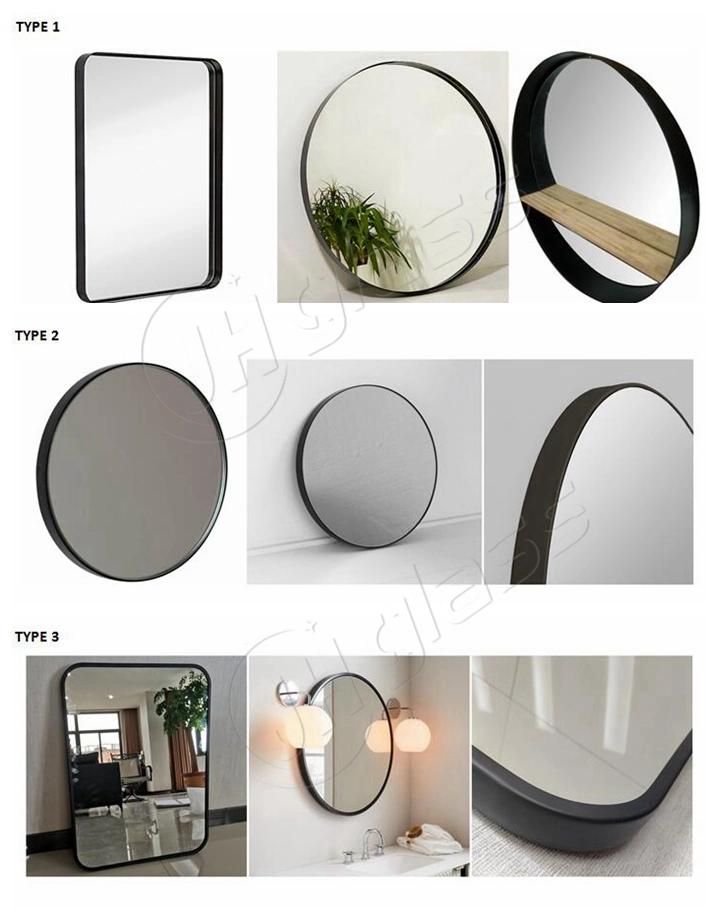 Concise Style Home Furniture Wall Mounted Decorative PS Aluminum Metal Framed Bathroom Mirror