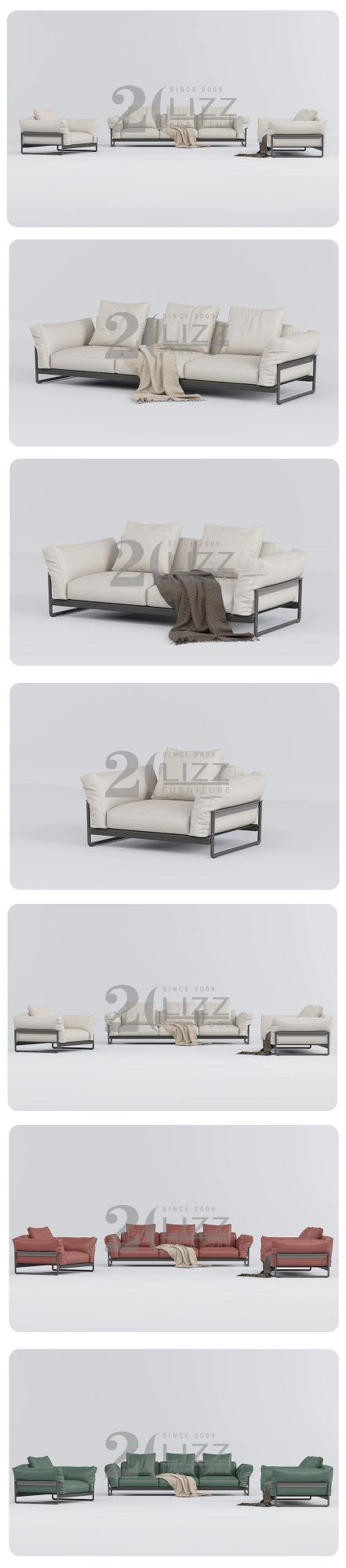 High End Quality Modern Leisure Home Furniture Italian Design Living Room Simple Office White Fabric Sofa