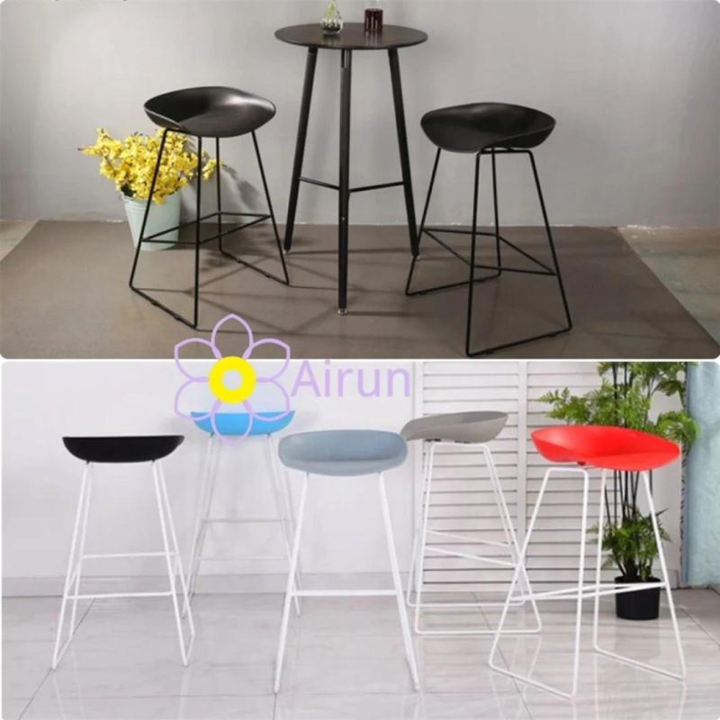 Fashion Plastic PP Seat Metal Leg High Chair Bar Stool for Cafe Restaurant Bar Furniture Modern Commercial Furniture