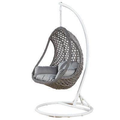Garden Furniture Outdoor Patio Garden Rattan Wicker Egg Shaped Hanging Cane Swing Chair with Stand