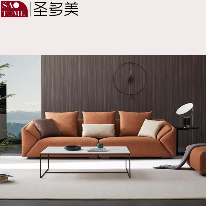 Modern Hotel Home Living Room Furniture Solid Wood Frame Leather 1+2 Modular Sofa