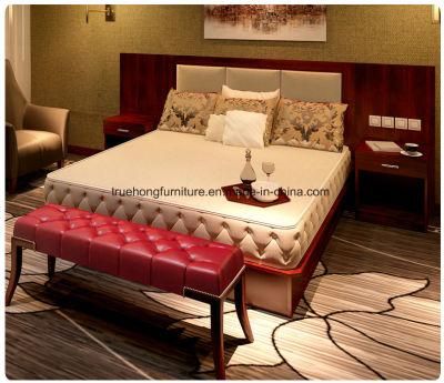 King Size Walnut Wood Hotel Bed