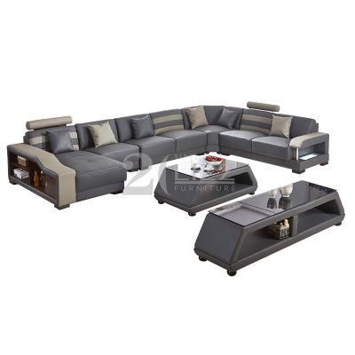 Moden House Furniture Sectional U Shape Genuine Leather Corner Sofa
