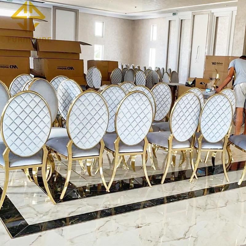 Luxury Gold Stainless Steel Remove Pattern Hotel Dining Chair with Cushion