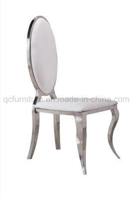 Modern Home Use Mirror Silver Stainless Steel White PU Dining Chair