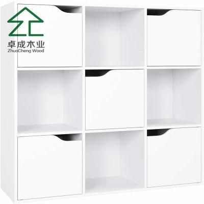 White MDF Nine Adjustable Partition Bookshelf for Child