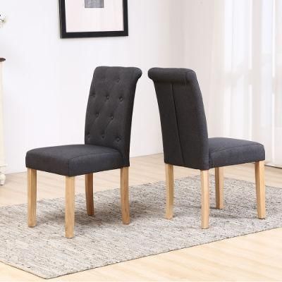 Tufted Back Modern Dining Chair with Rubberwood Legs