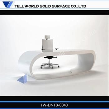 Solid Surface Office Commercial Futurniture White Gloss CEO Table Executive Office Desk