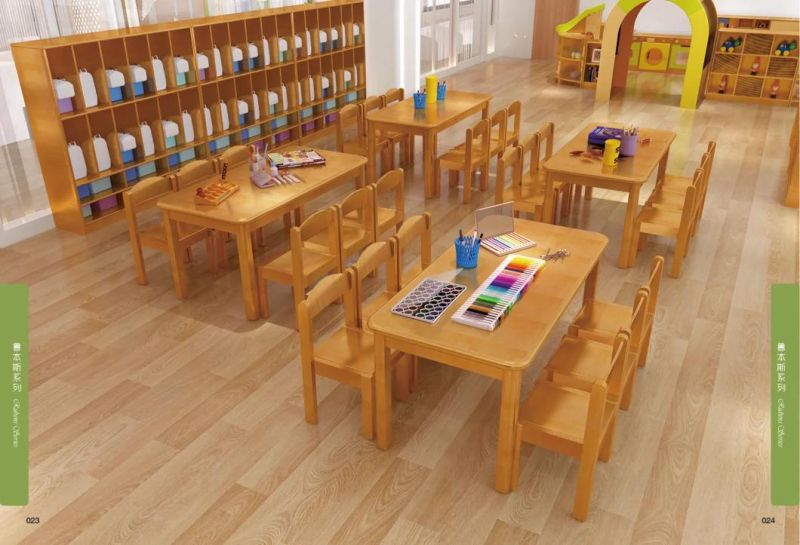 Children Rectangle Wood Table, Kids Study Table, Kindergarten Classroom Table, Furniture Table, Drawing Table