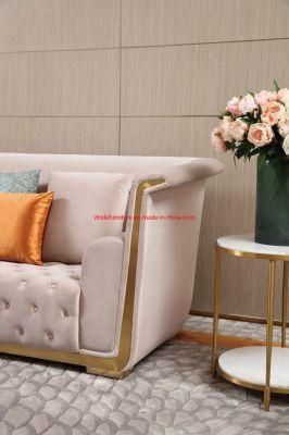 Hotel Furniture 2021 Luxury Design Velvet Fabric High Back 3 2 1 Seat Sofa Set
