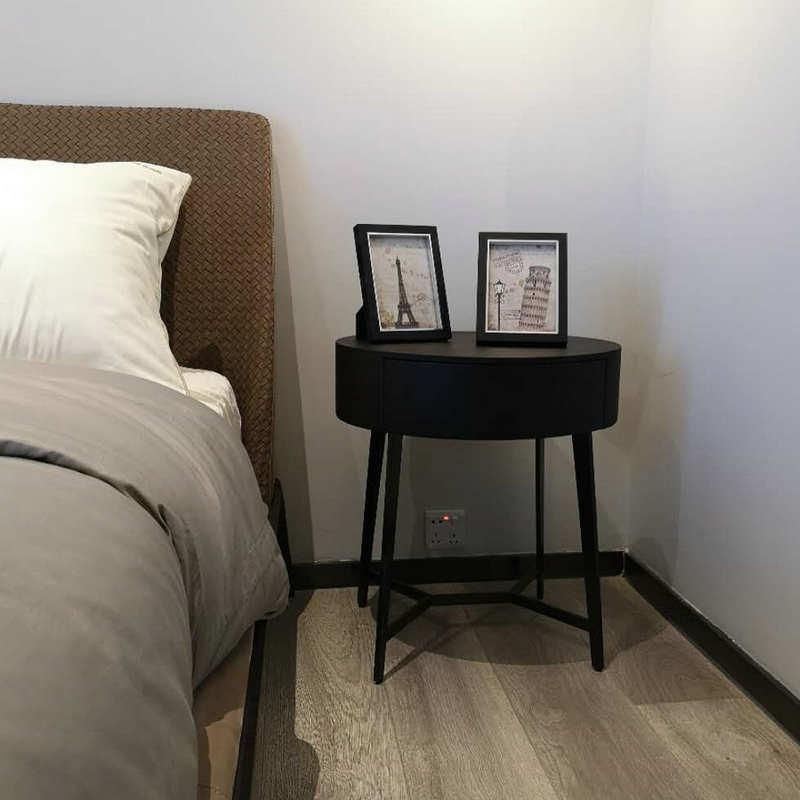 Modern Bedroom Furniture Steel Base Wooden Nightstand Bedside Table