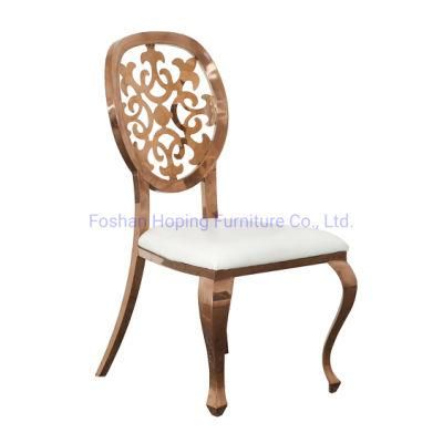 Hotel Banquet Hall Chairs Flower Hole Decoration Wedding Rose Gold Chairs