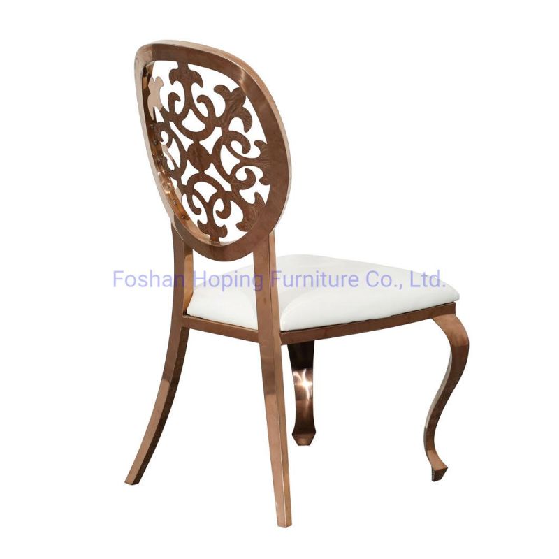 Hotel Banquet Hall Chairs Flower Hole Decoration Wedding Rose Gold Chairs