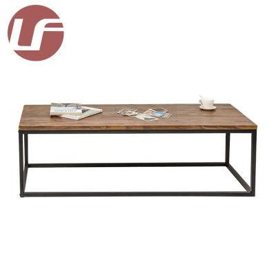 Modern Wood Coffee Table with Metal Base Hotel Lobby Apartment Hot Sale Produce