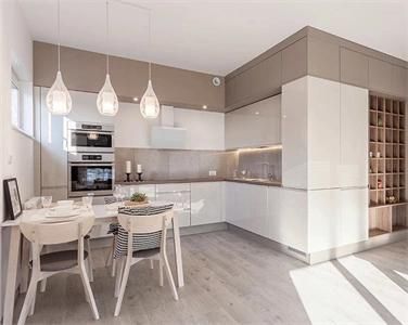 Apartment Minimalist Style Long Lasting Freestanding Flat PVC Kitchen Cabinet Furniture