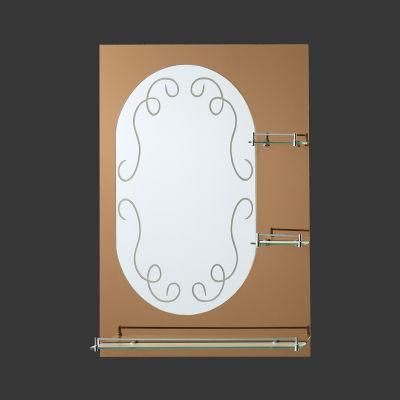 Wall Mounted Home Decorative Furniture Frame Frameless Bathroom Bath Mirror with Glass Shelf