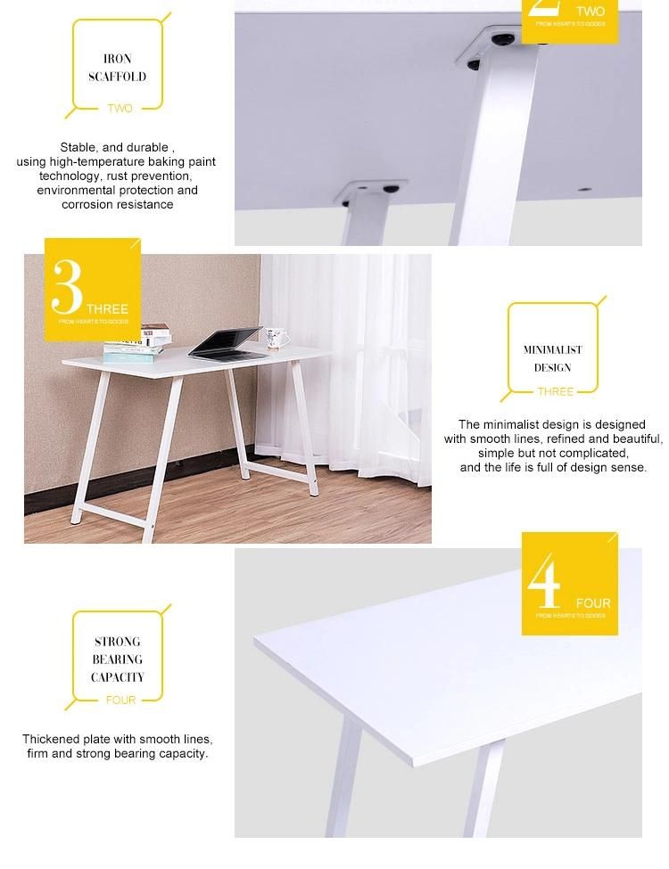 Double Steel Wood Integrated Desktop Computer Desk for Student with Bookshelf Working Table Office