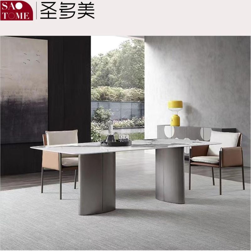 Modern Living Room Dining Room Furniture Gray Titanium Two Flat Long Foot Dining Tables