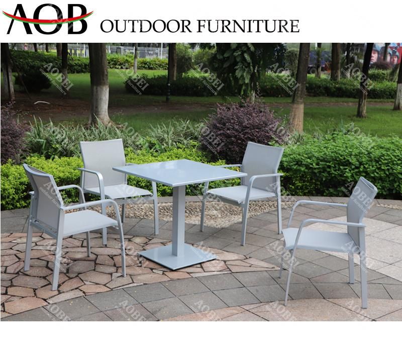 Modern Chinese Outdoor Garden Home Hotel Resort Restaurant Cafe Stackable Textilene Dining Chair Table Furniture