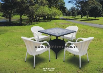 Patio Garden Aluminum PE Rattan Dining Chairs and Table
