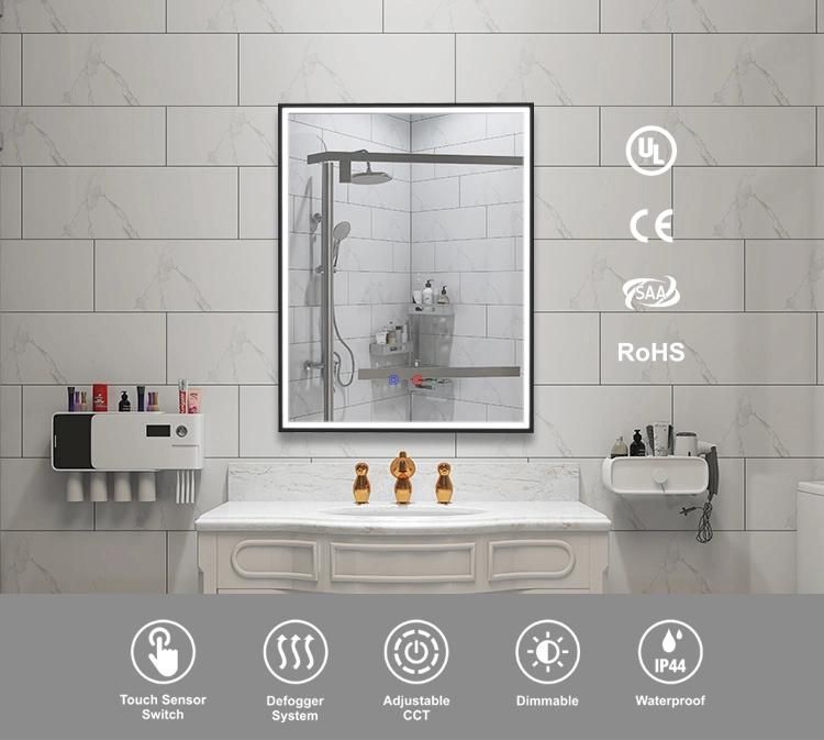 Defogger Bathroom Mirror for Wall Mounted Smart LED Light Illuminated