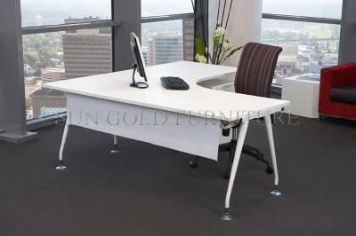 (SZ-OD119) White L Shape Office Desk, Modern Office Executive Table with Metal Leg
