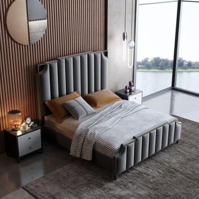 Wholesales Modern Minimalist King Bed Wooden Bedroom Furniture