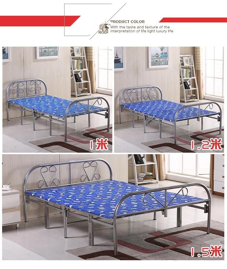Double Queen King Size Steel Slat Folding Metal Single Foldable Metal Platform Bed