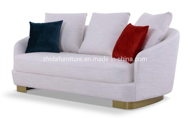 Promotion Stainless Steel Frame Gold Frame Home Living Room Furniture Small Loveseat Fabric Sofa