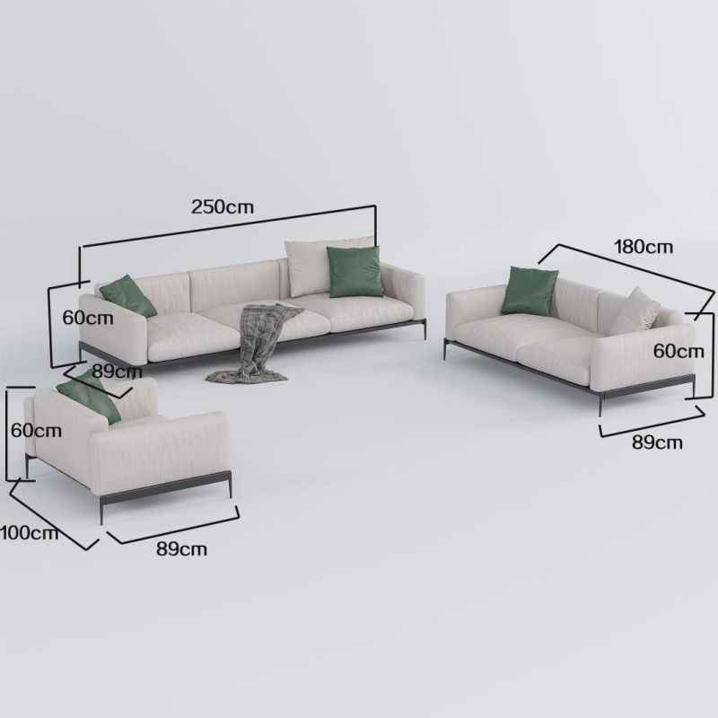 European Nordic Design Sectional 1+2+3 Home Office Furniture Set Luxury Geniue Leather Sofa