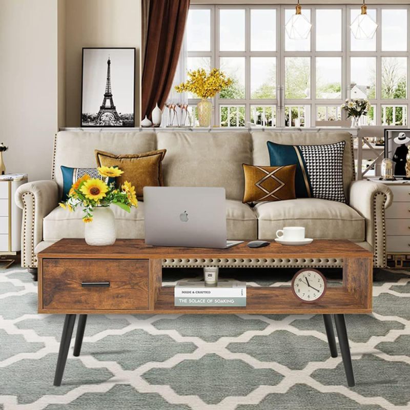 Tea Table Center Table Storage Wooden Nordic Modern Coffee Table for Living Room